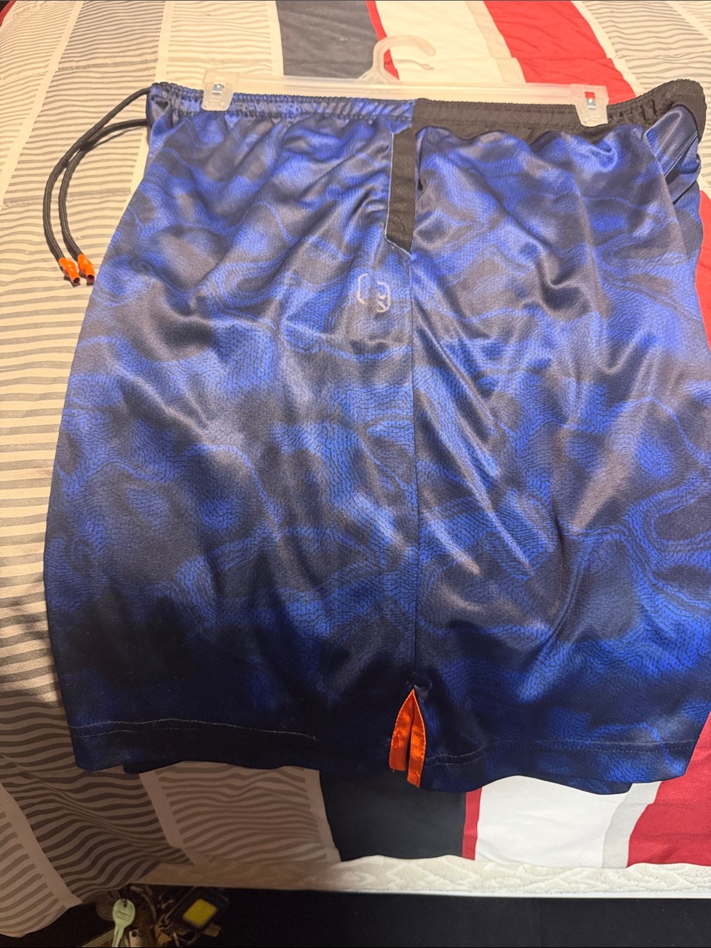 And1 Blue and Black Athletic Shorts with Orange Accent